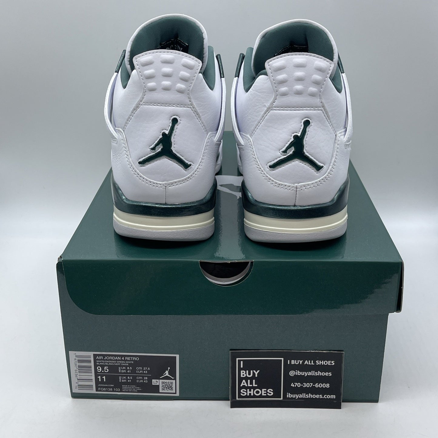 Size 9.5 - Air Jordan 4 Retro Oxidized Green White Leather (FQ8138-103)
