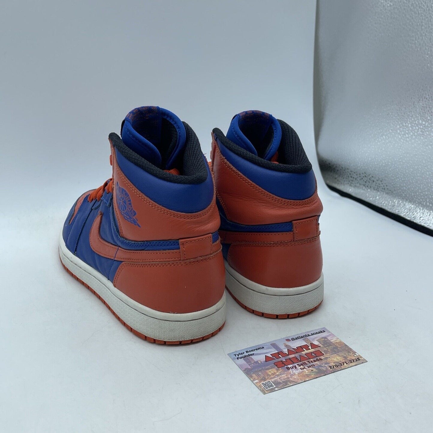 Size 8 - Air Jordan 1 Retro OG High Knicks Orange Blue Leather (555088-407)