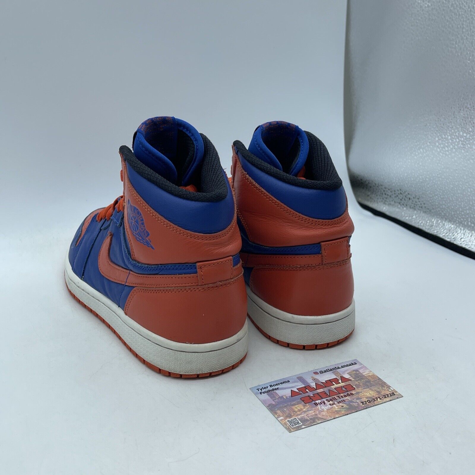 Size 8 - Air Jordan 1 Retro OG High Knicks Orange Blue Leather (555088-407)