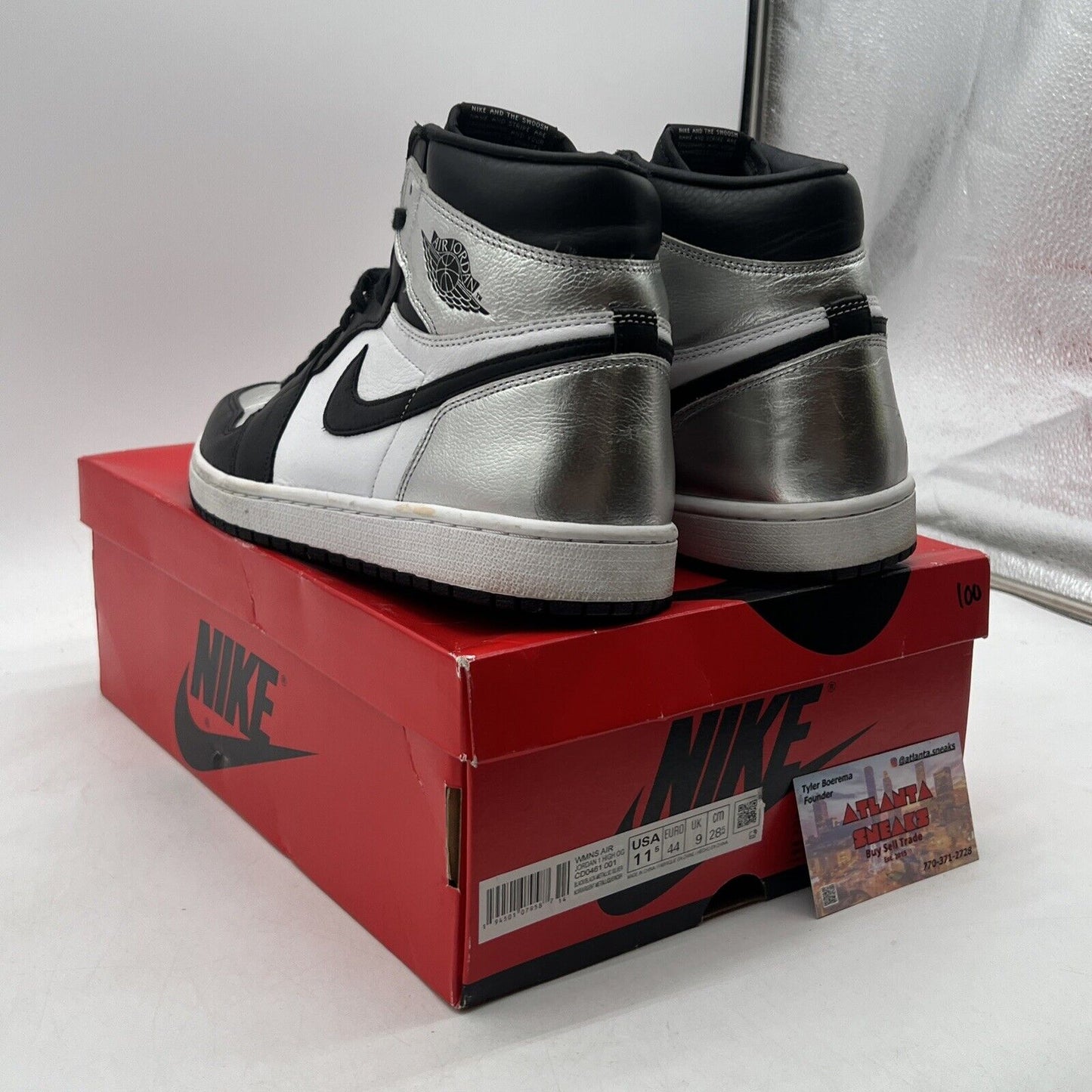 Size 11.5 - Jordan 1 High OG Metallic Silver Black White Leather (CD0461-001)