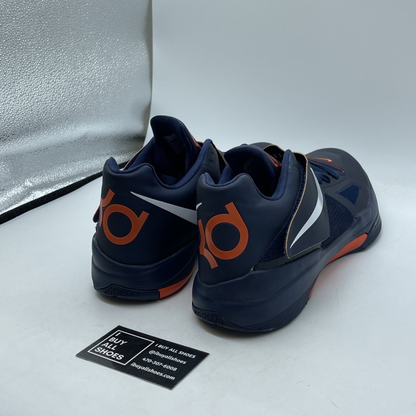 Size 13 - Nike Zoom KD 4 Midnight Navy White Orange Leather (473679-400)