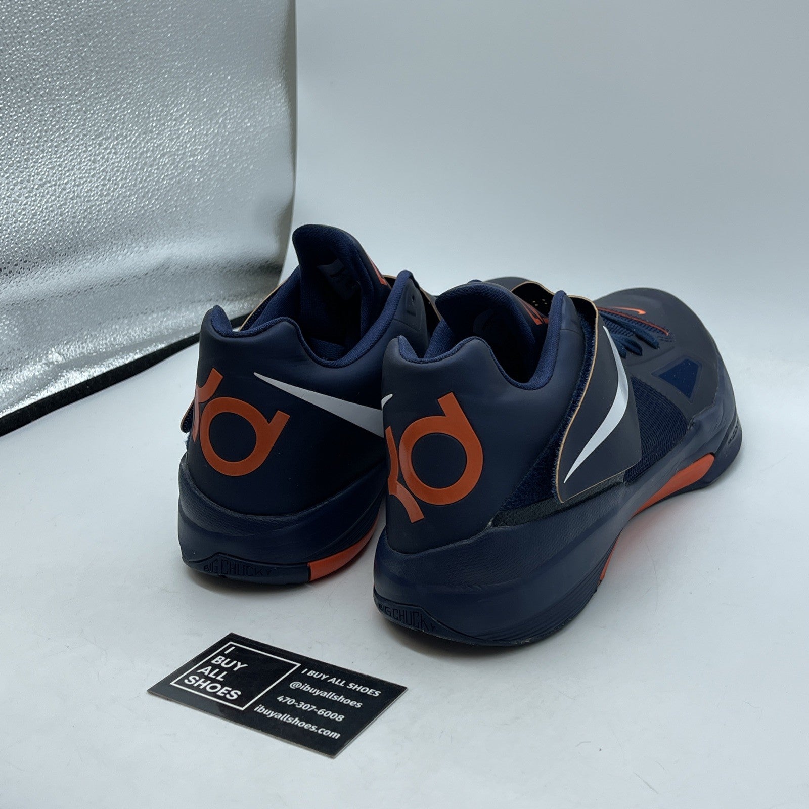 Size 13 - Nike Zoom KD 4 Midnight Navy White Orange Leather (473679-400)