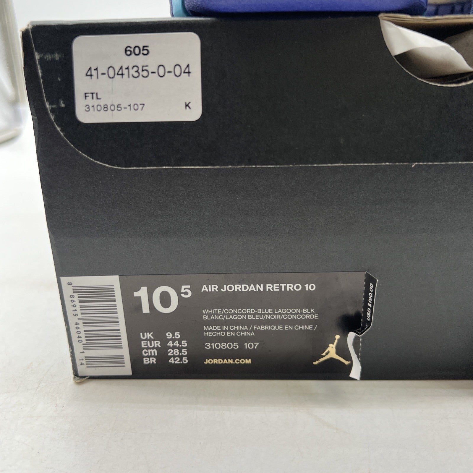 Size 10.5 - Air Jordan 10 Retro Charlotte Hornets (310805-107)