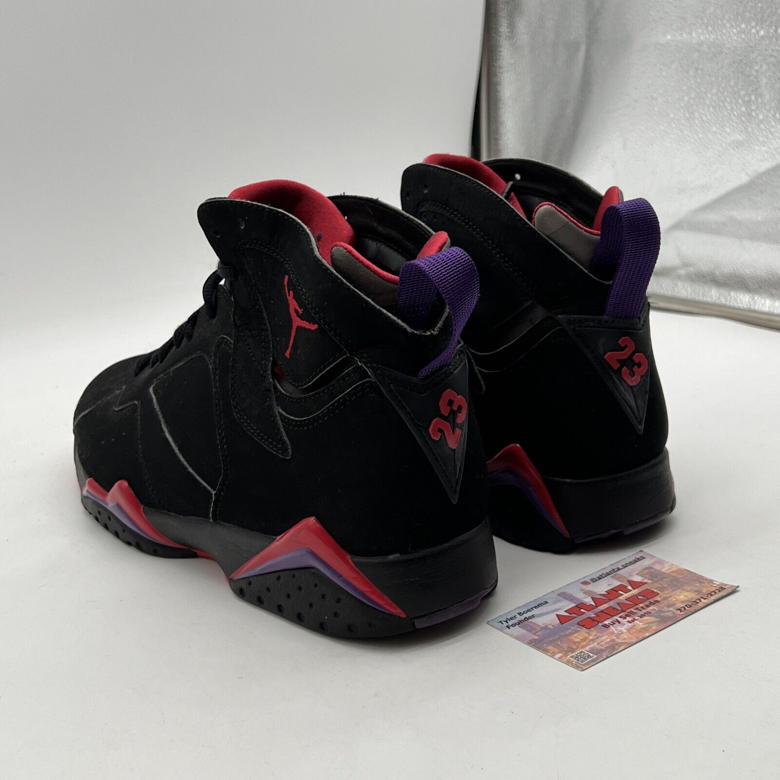 Size 11 - Air Jordan 7 Retro 2012 Raptor Black Red Purple Suede (304775-018)