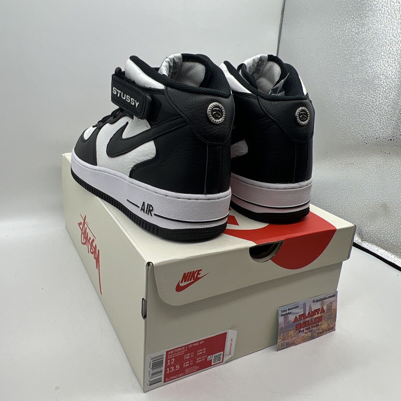 Size 12 - Nike Air Force 1 Mid x Stussy White Black 2022 Brand New Og All