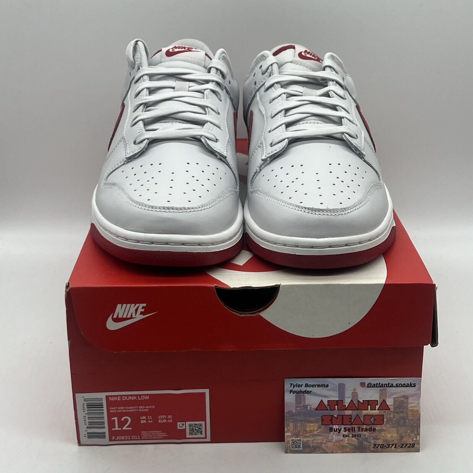 Size 12 - Nike Dunk Low Vast Grey Varsity Red Brand New Og All