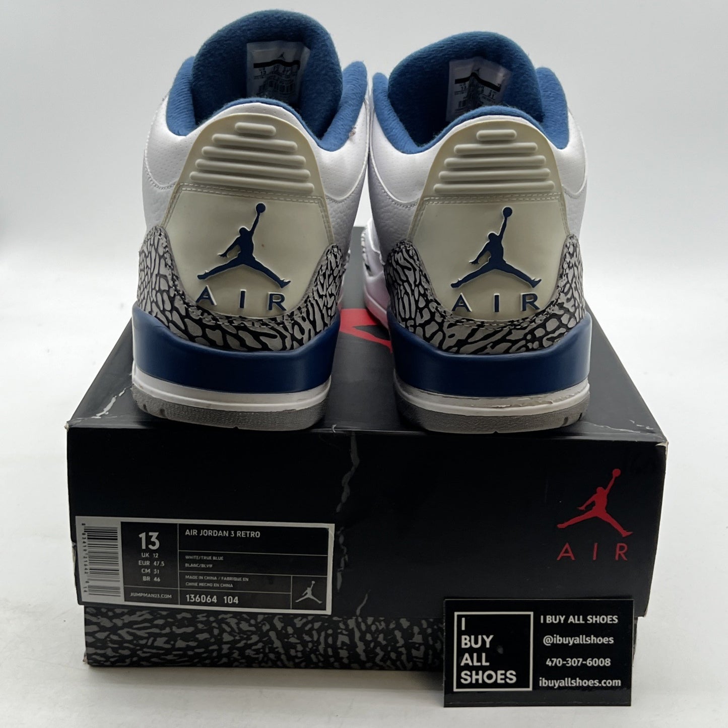 Size 13 - Air Jordan 3 Retro 2011 True Blue (136064-104)