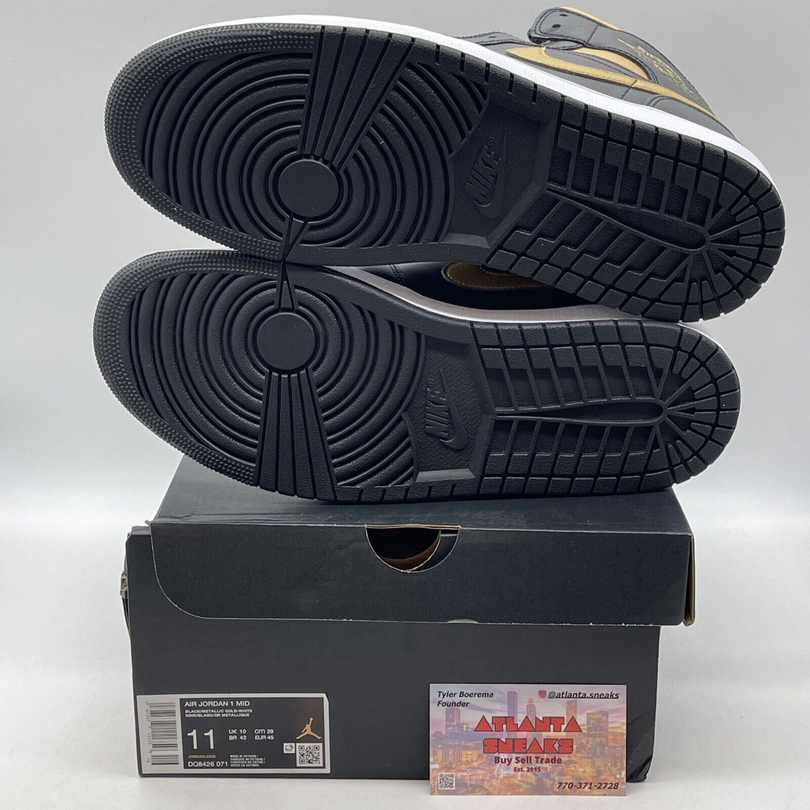 Size 11 - Air Jordan 1 Mid Black Metallic Gold Black Leather (DQ8426-071)