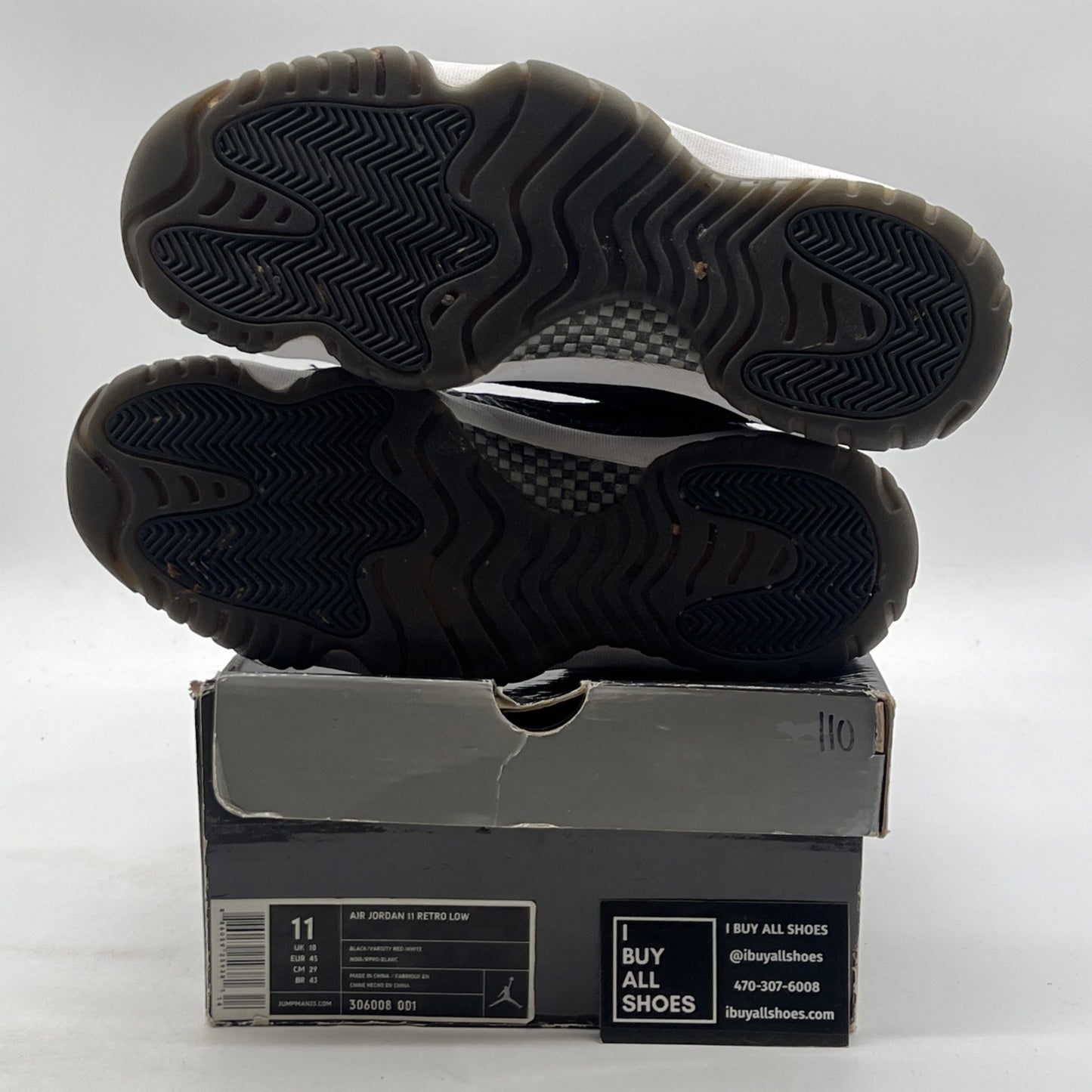 Size 11 - Air Jordan 11 Retro IE 2011 Low Black Charcoal Red (306008-001)