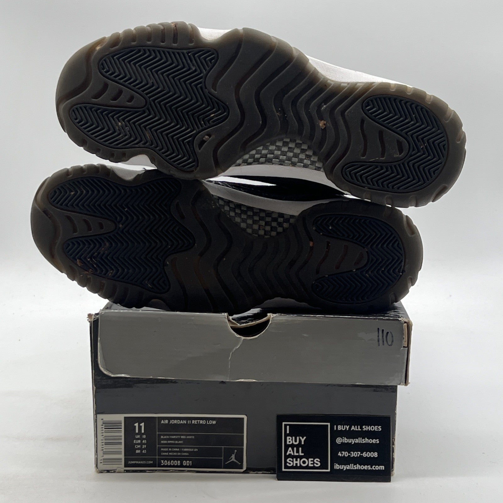 Size 11 - Air Jordan 11 Retro IE 2011 Low Black Charcoal Red (306008-001)
