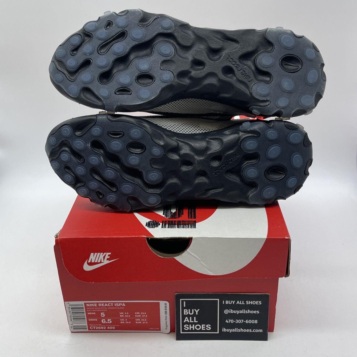 Size 5 - Nike React WR ISPA Ghost Aqua Black Grey Suede Leather (CT2692-400)