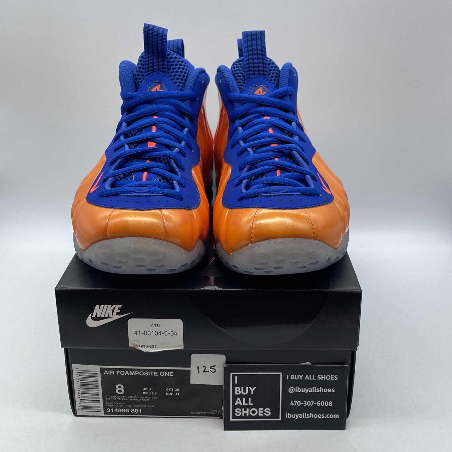 Size 8 - Nike Air Foamposite One Knicks Orange Blue Suede Leather (314996-801)