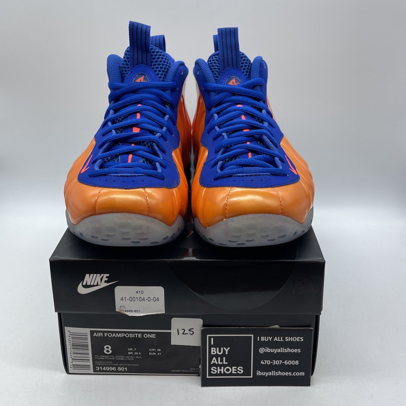 Size 8 - Nike Air Foamposite One Knicks Orange Blue Suede Leather (314996-801)