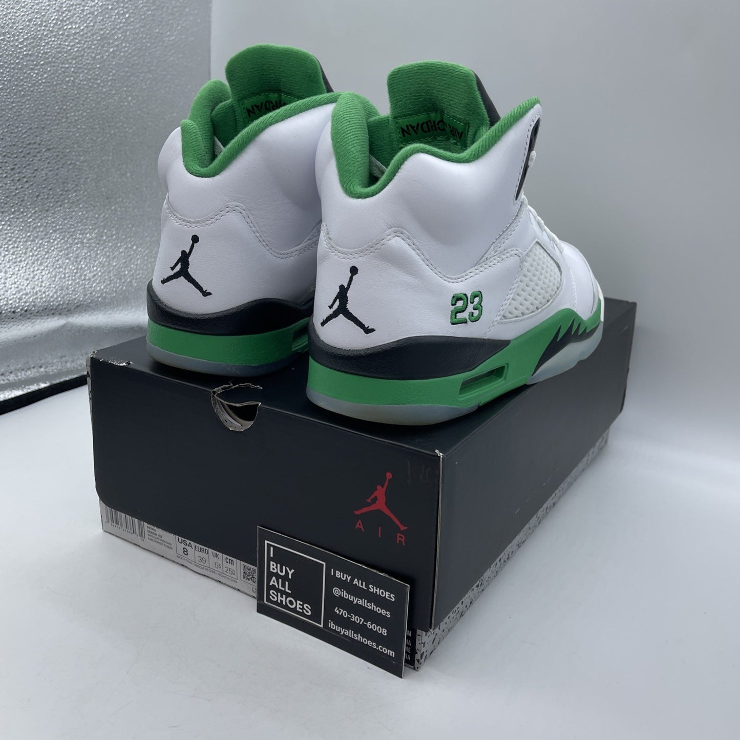 Size 8W - Air Jordan 5 Retro Lucky Green Black White Leather (DD9336-103)