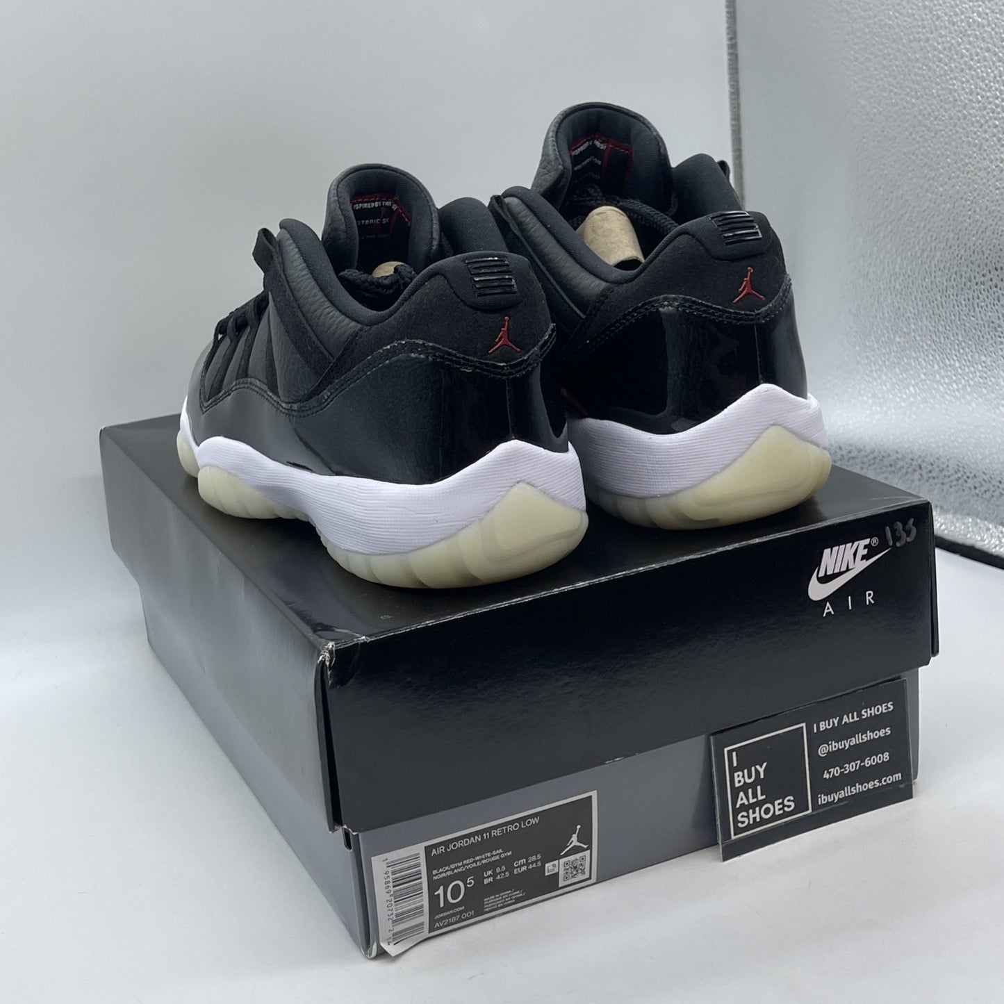 Size 10.5 - Jordan 11 Retro Low 72-10 Black Suede Leather (AV2187-001)