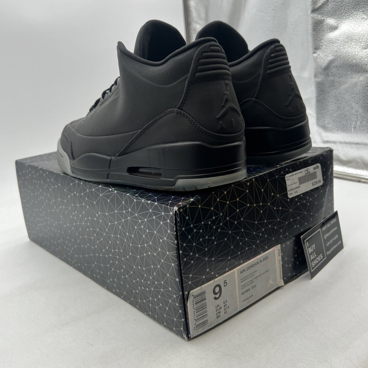 Size 9.5 - Air Jordan 3 5Lab3 Reflective Black (631603-010