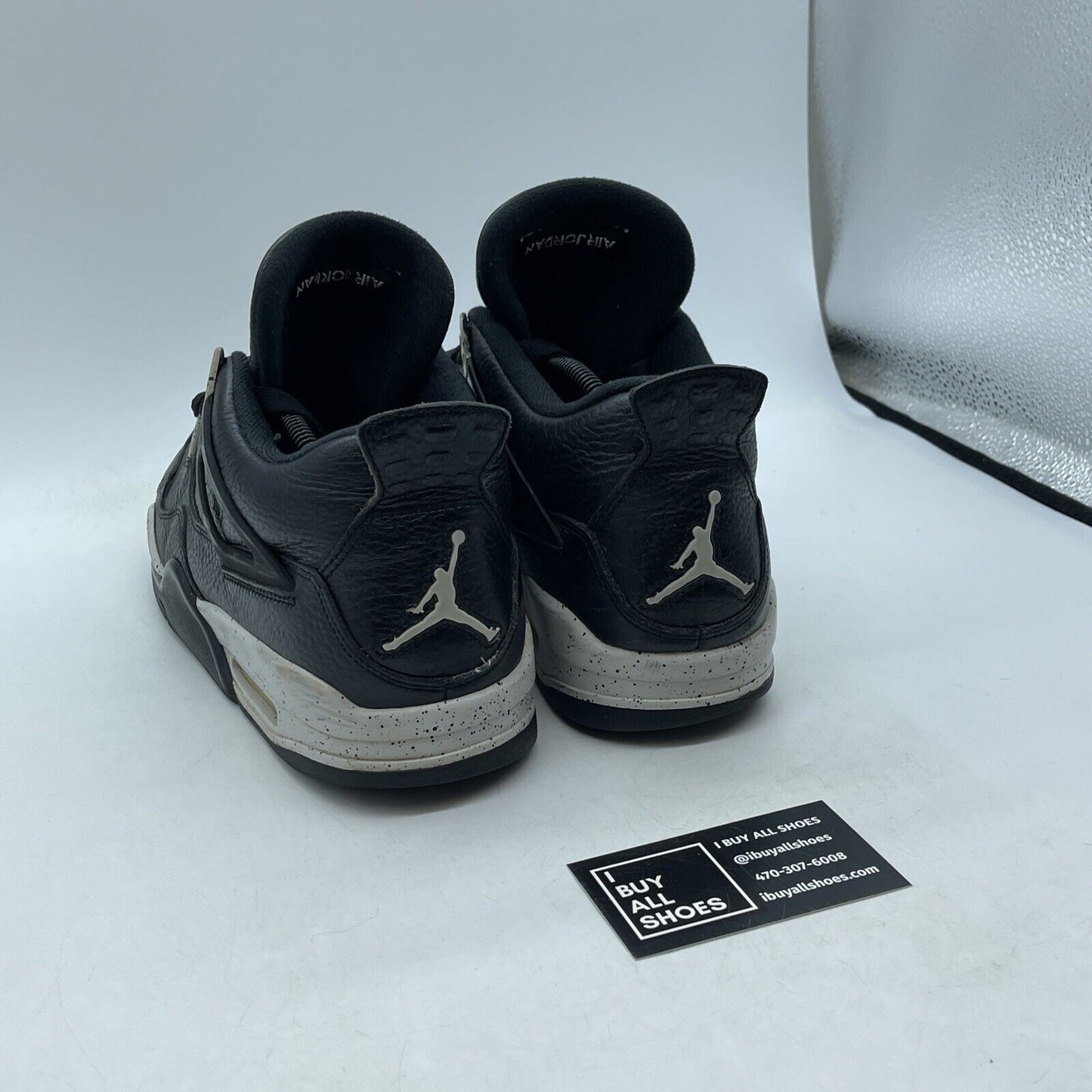 Size 10 - Jordan 4 Retro LS oreo Black Grey Leather (314254-003)