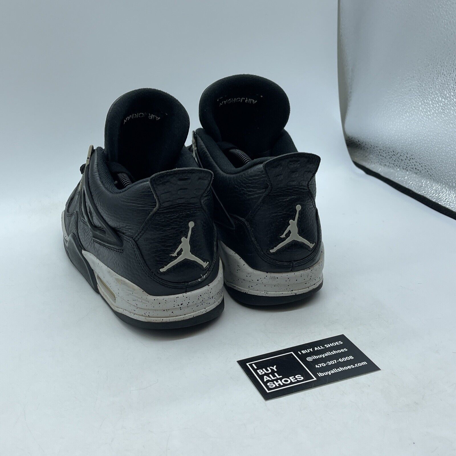Size 10 - Jordan 4 Retro LS oreo Black Grey Leather (314254-003)