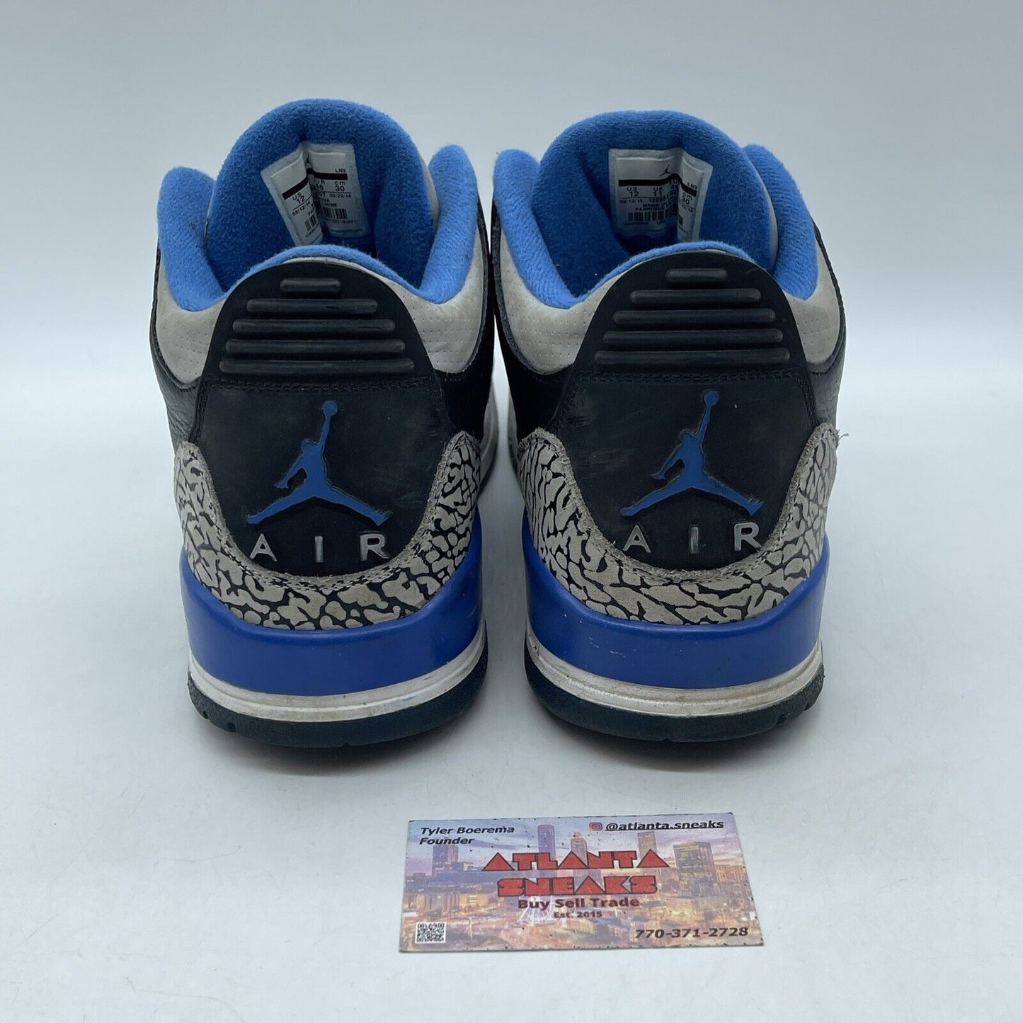 Size 12 - Air Jordan 3 Retro Sport Blue White Black Leather Grey (136064-007)