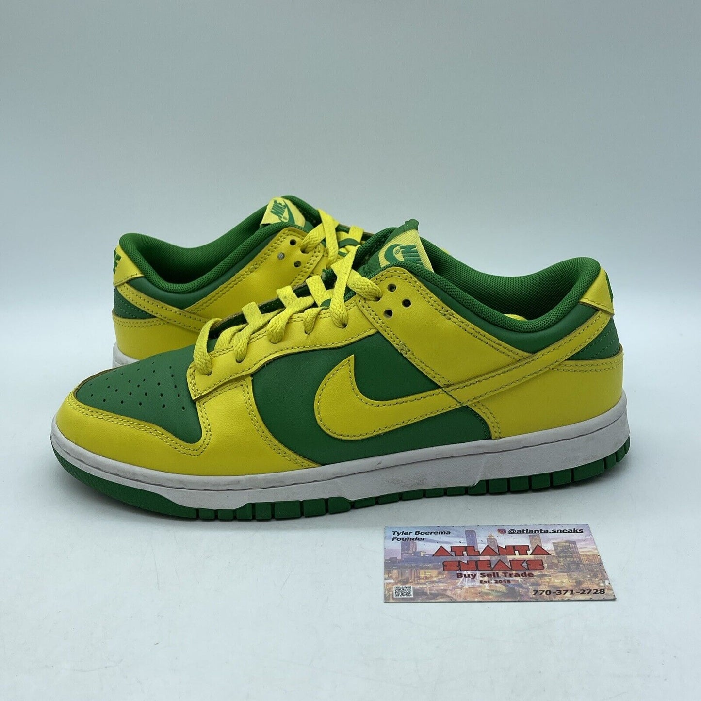 Size 8.5 - Nike Dunk Low Reverse Brazil Green Yellow White Leather (DV0833-300)