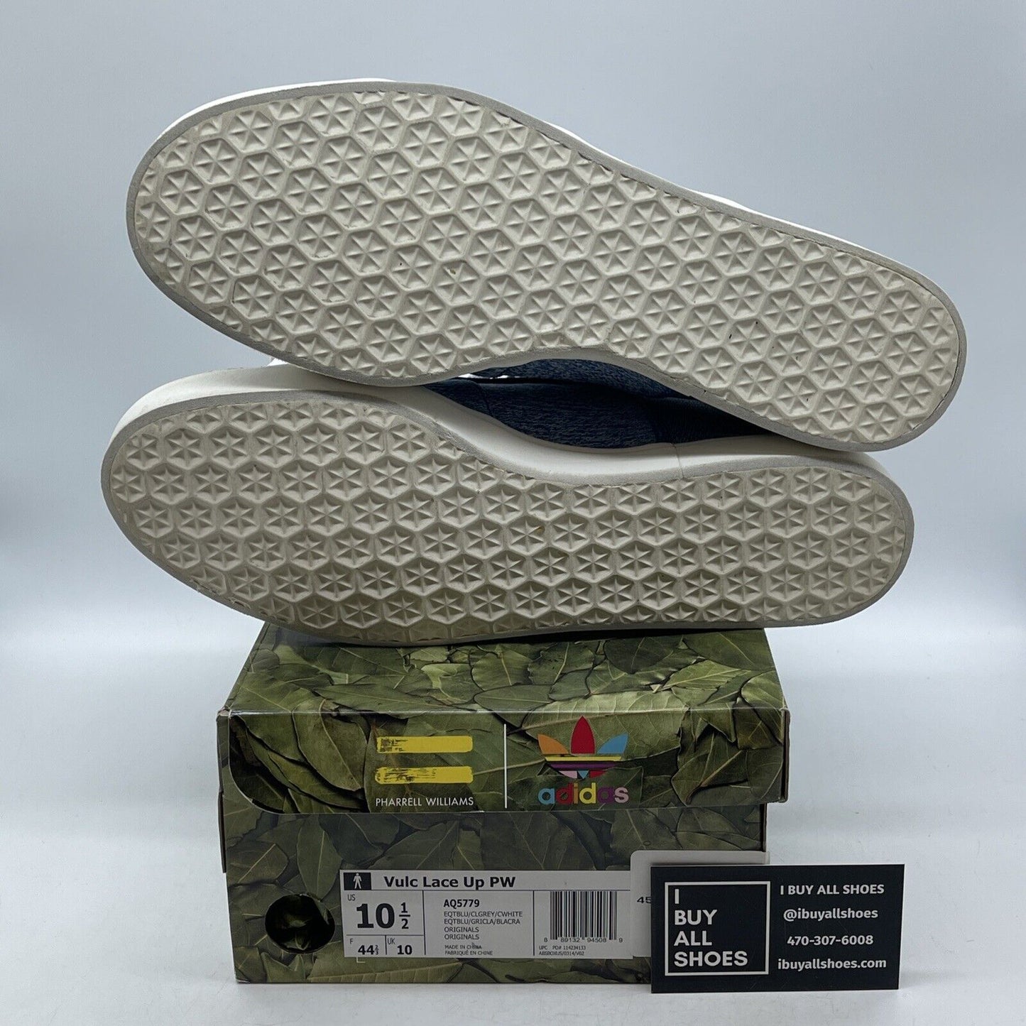 Size 10.5 - adidas Pharrell x Vulc Lace Up Blue Suede Brown Leather (AQ5779)