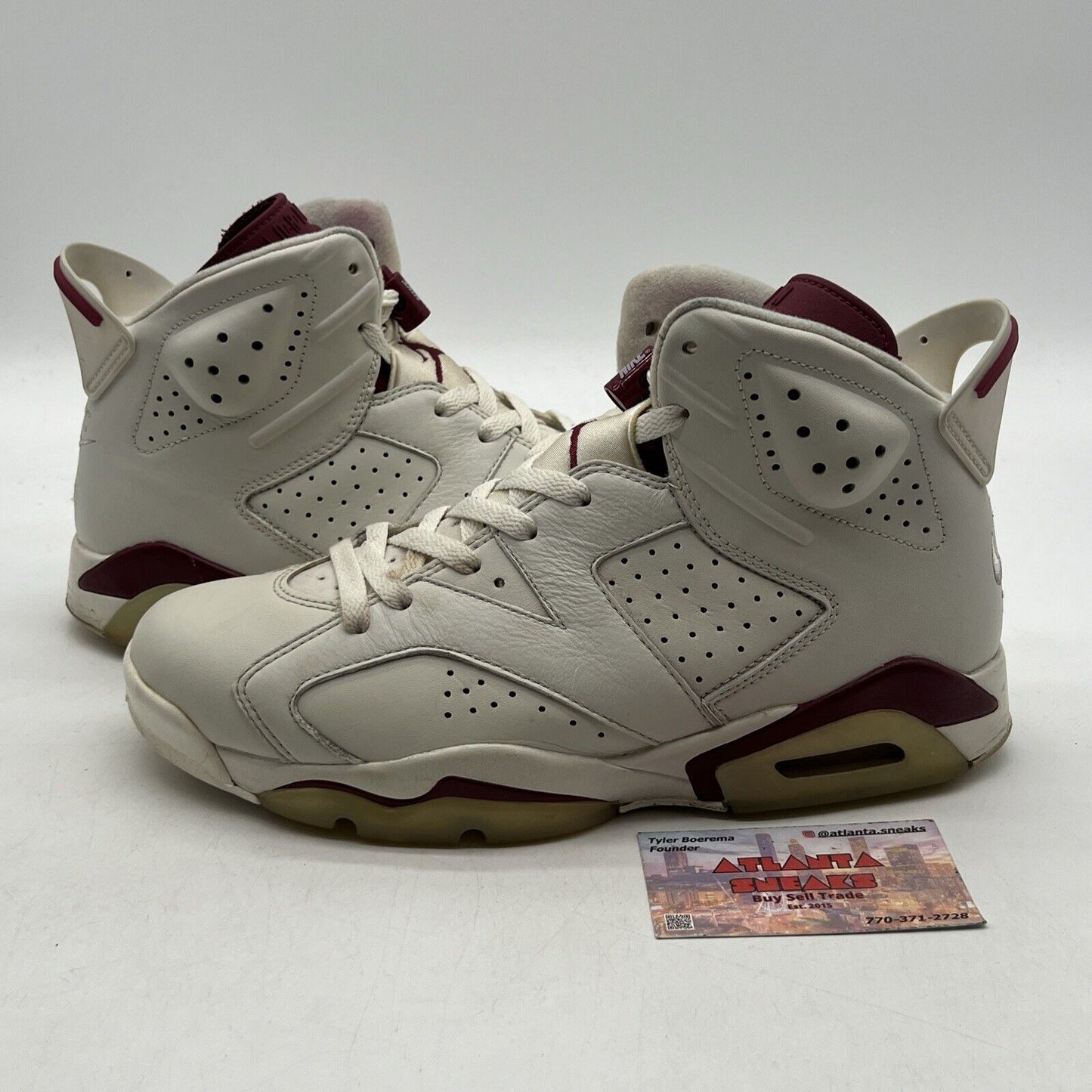 Size 8.5 - Air Jordan 6 Retro 2015 Maroon White Leather (384664-123)