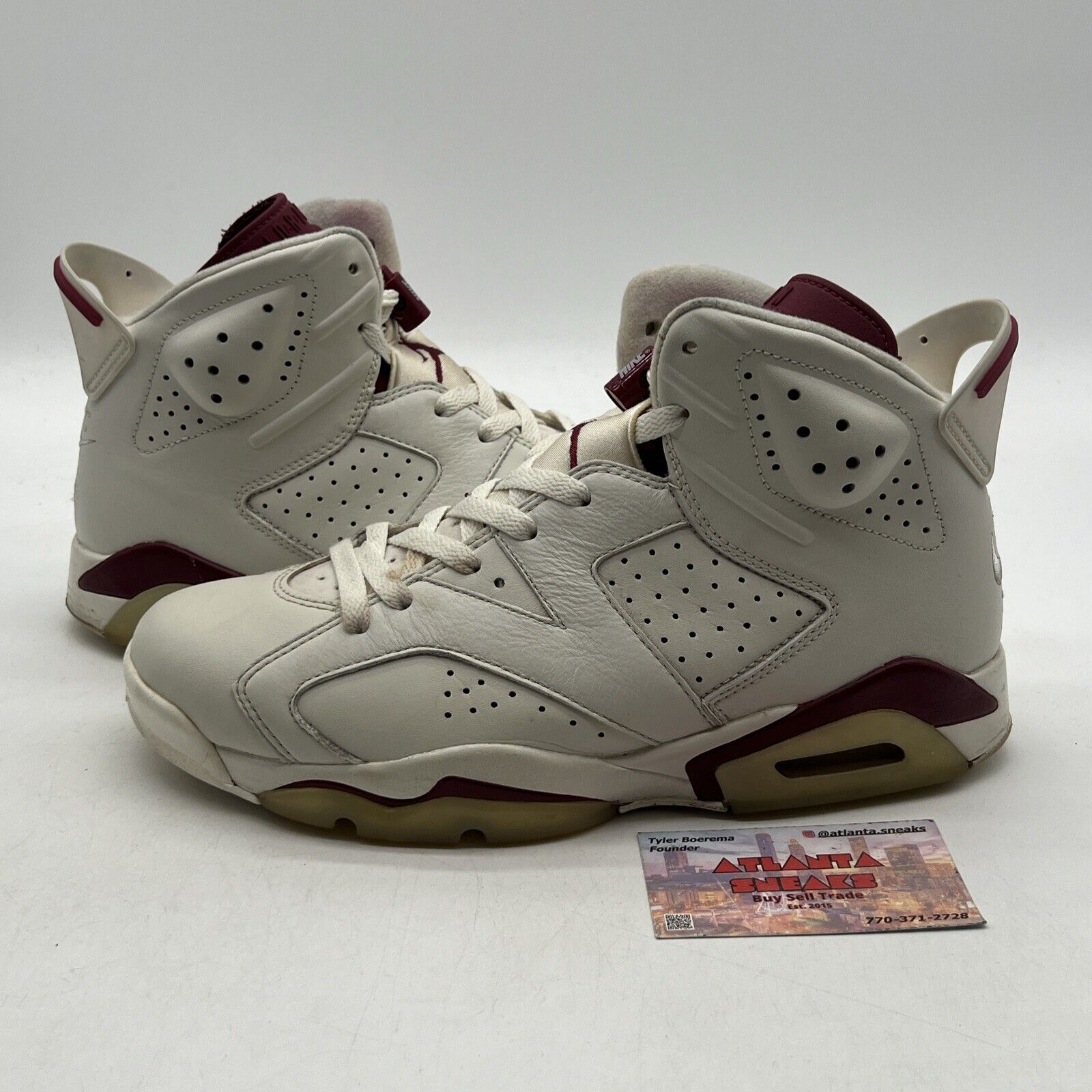 Size 8.5 - Air Jordan 6 Retro 2015 Maroon White Leather (384664-123)