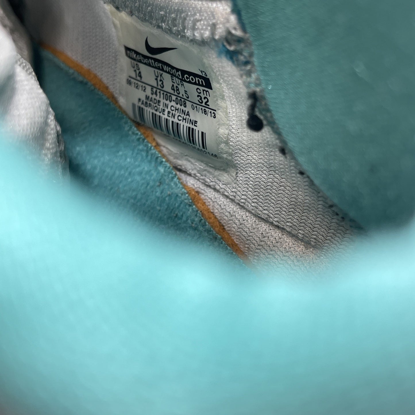 Size 14 - Nike LeBron 10 Pure Platinum Grey Black Blue Leather (541100-008)