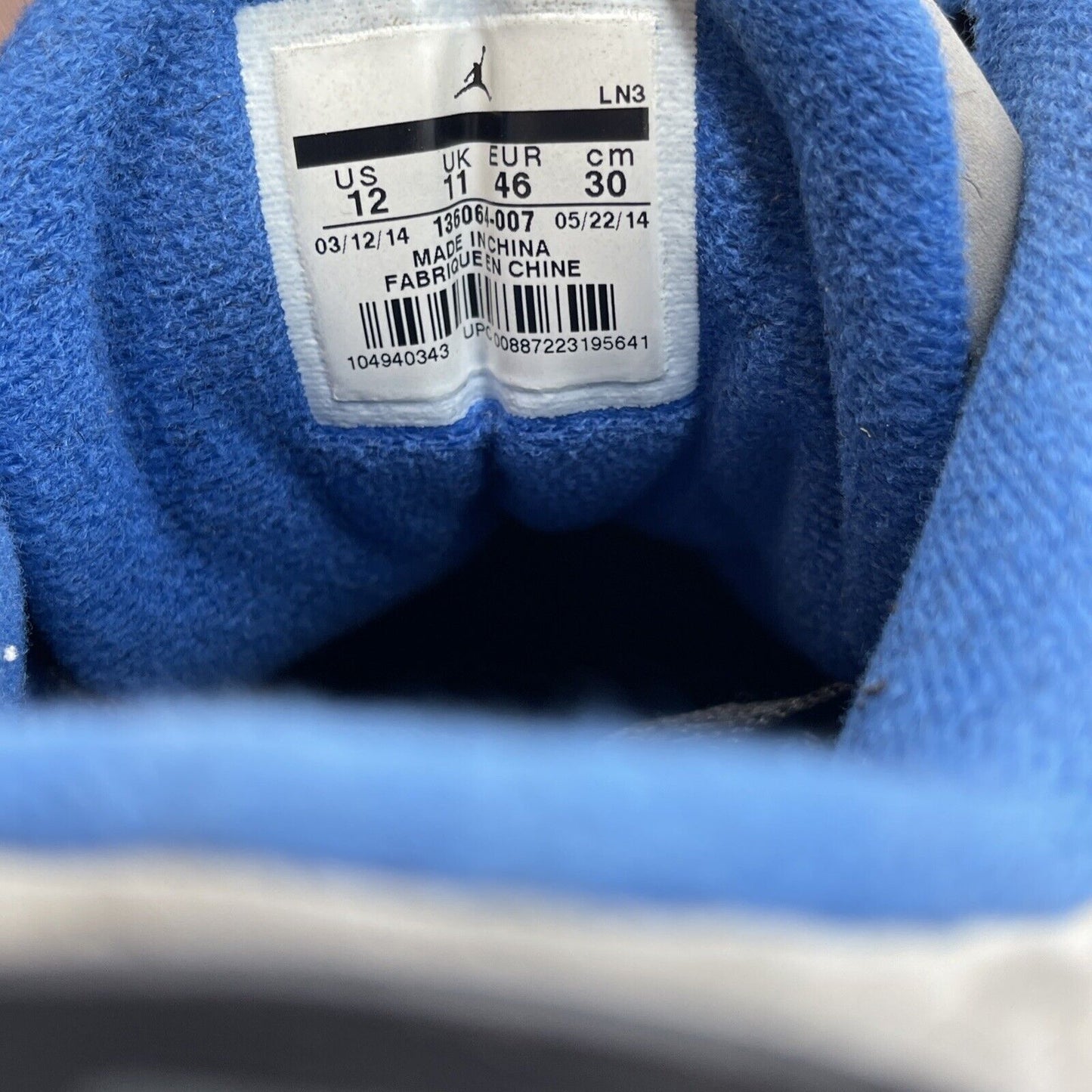 Size 12 - Air Jordan 3 Retro Sport Blue White Black Leather Grey (136064-007)