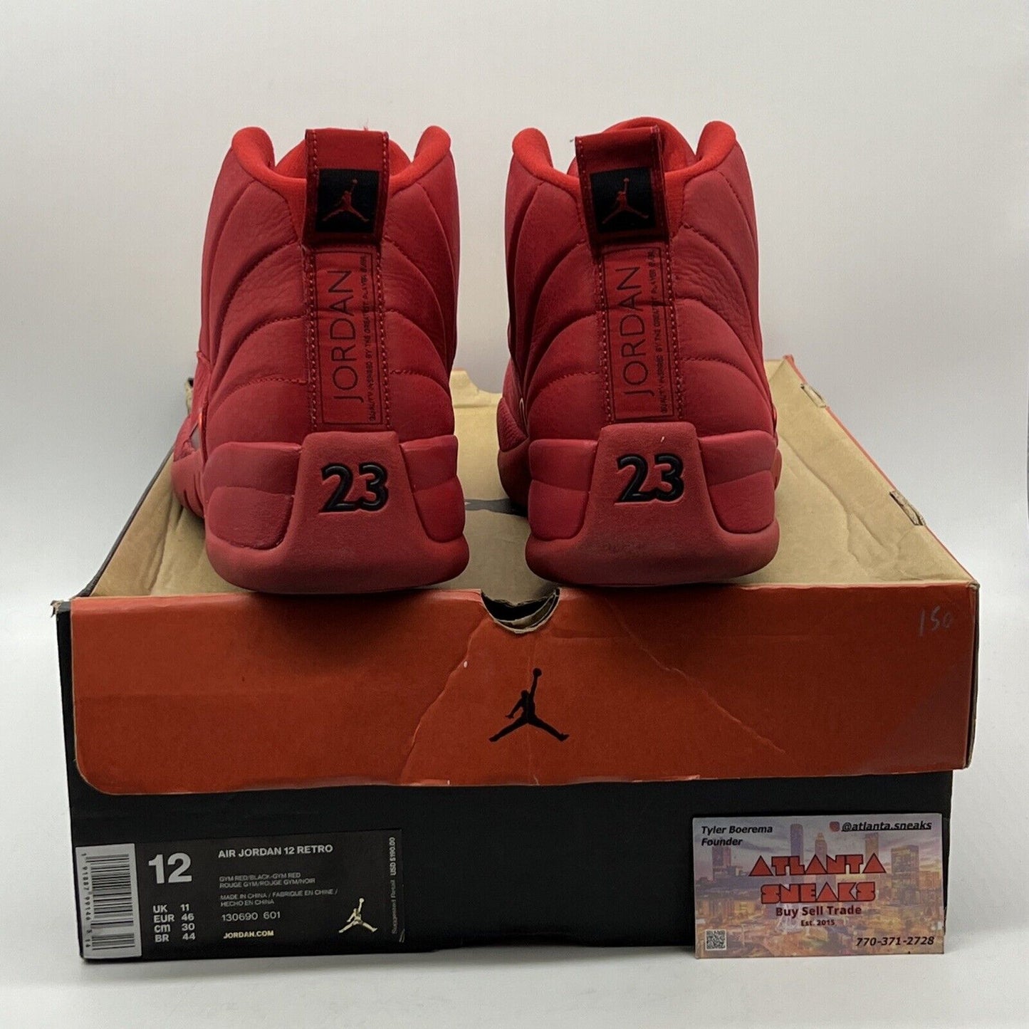 Size 12 - Air Jordan 12 Retro Gym Red Black Leather (130690-601)