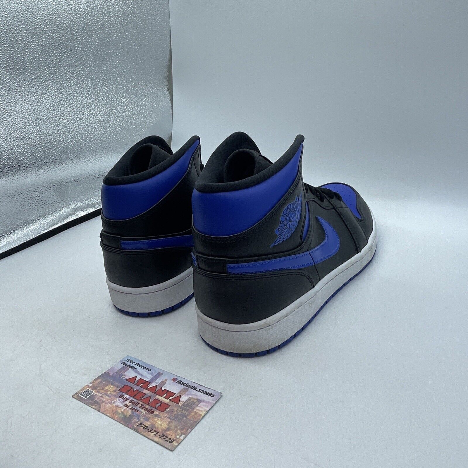 Size 11 - Air Jordan 1 Mid Black Hyper Royal White Black Blue (554724-068)