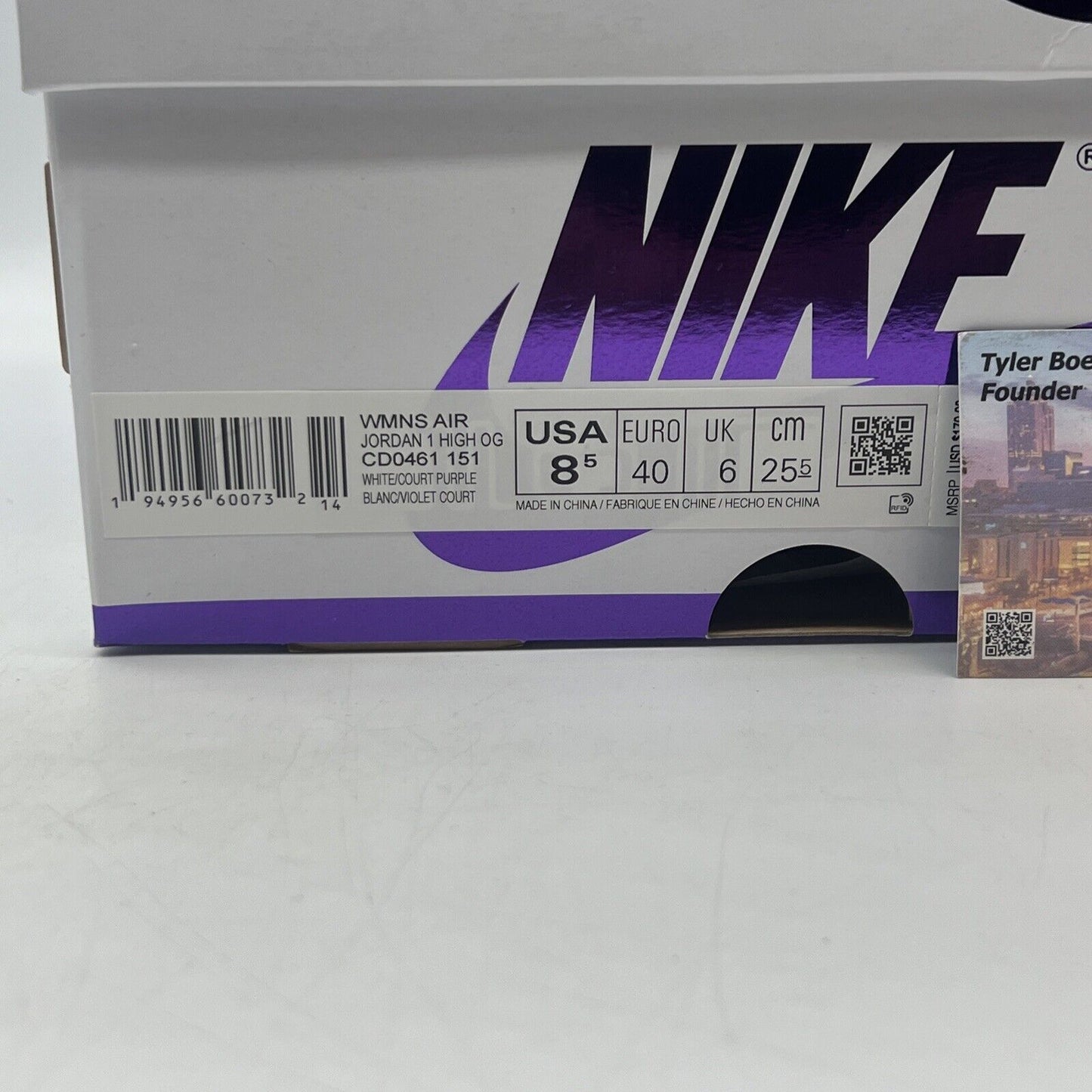 Size 8.5 - Jordan 1 Retro High Court Purple W Brand New Og All
