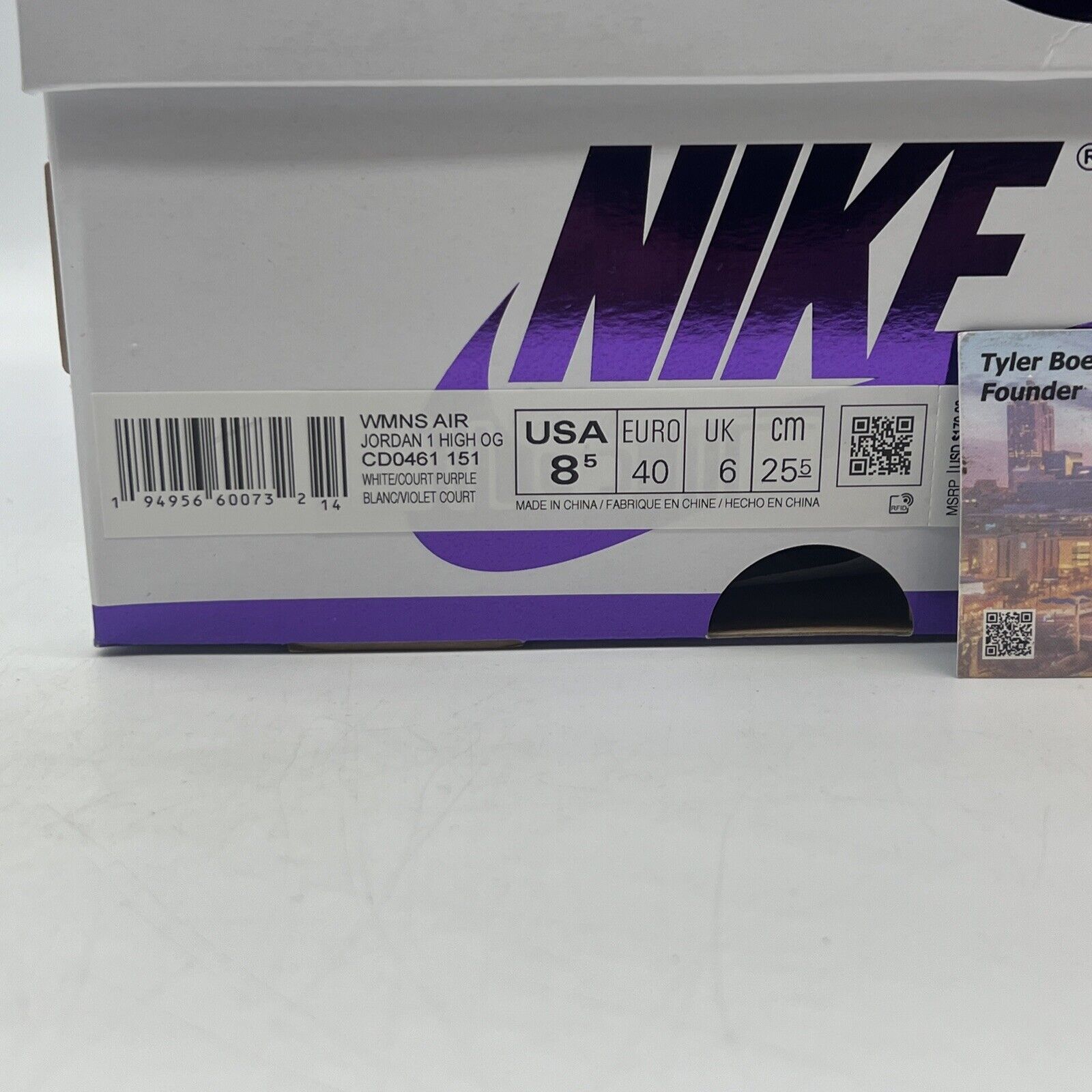 Size 8.5 - Jordan 1 Retro High Court Purple W Brand New Og All