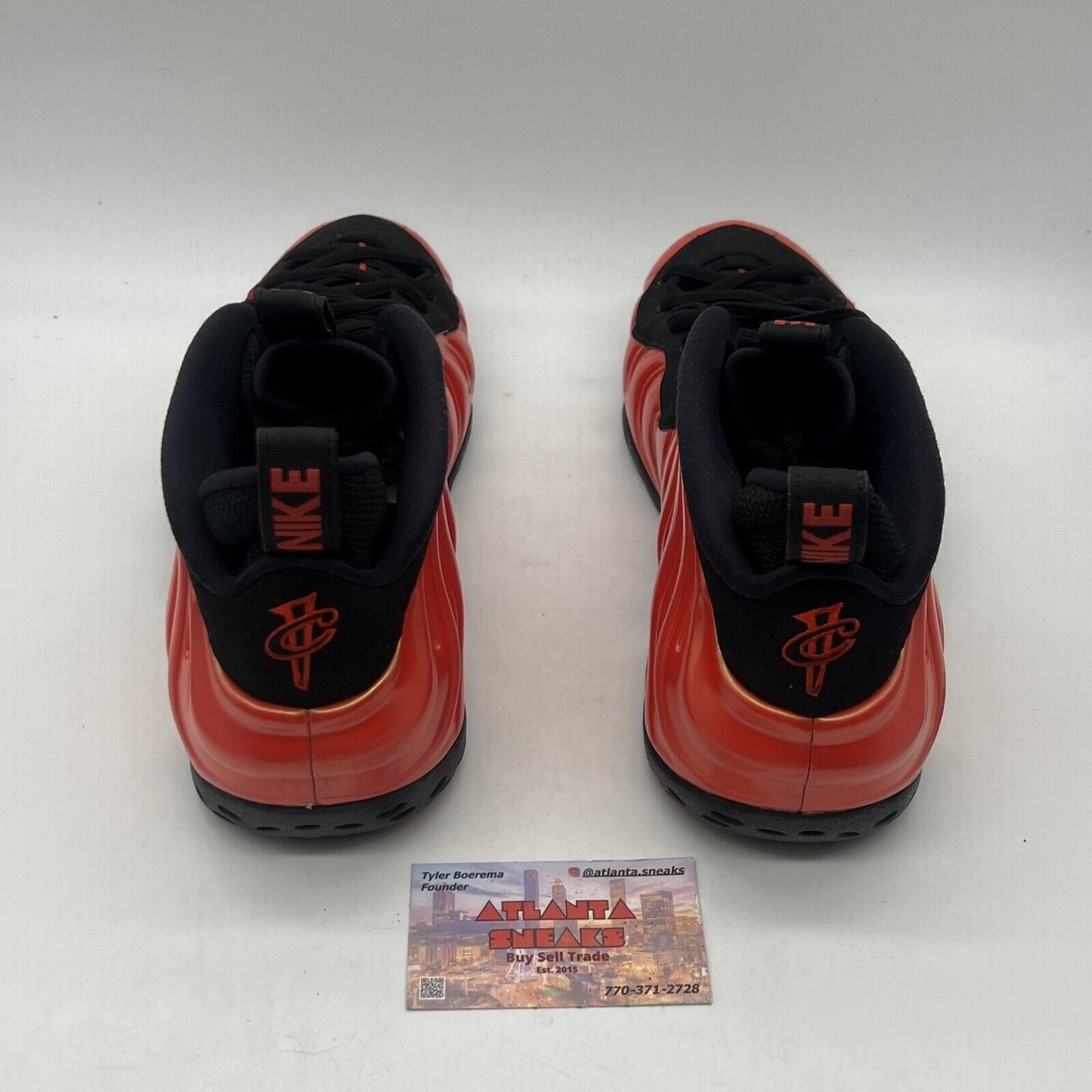 Size 10 - Nike Air Foamposite One Habanero Red Black Suede (314996-603) Used