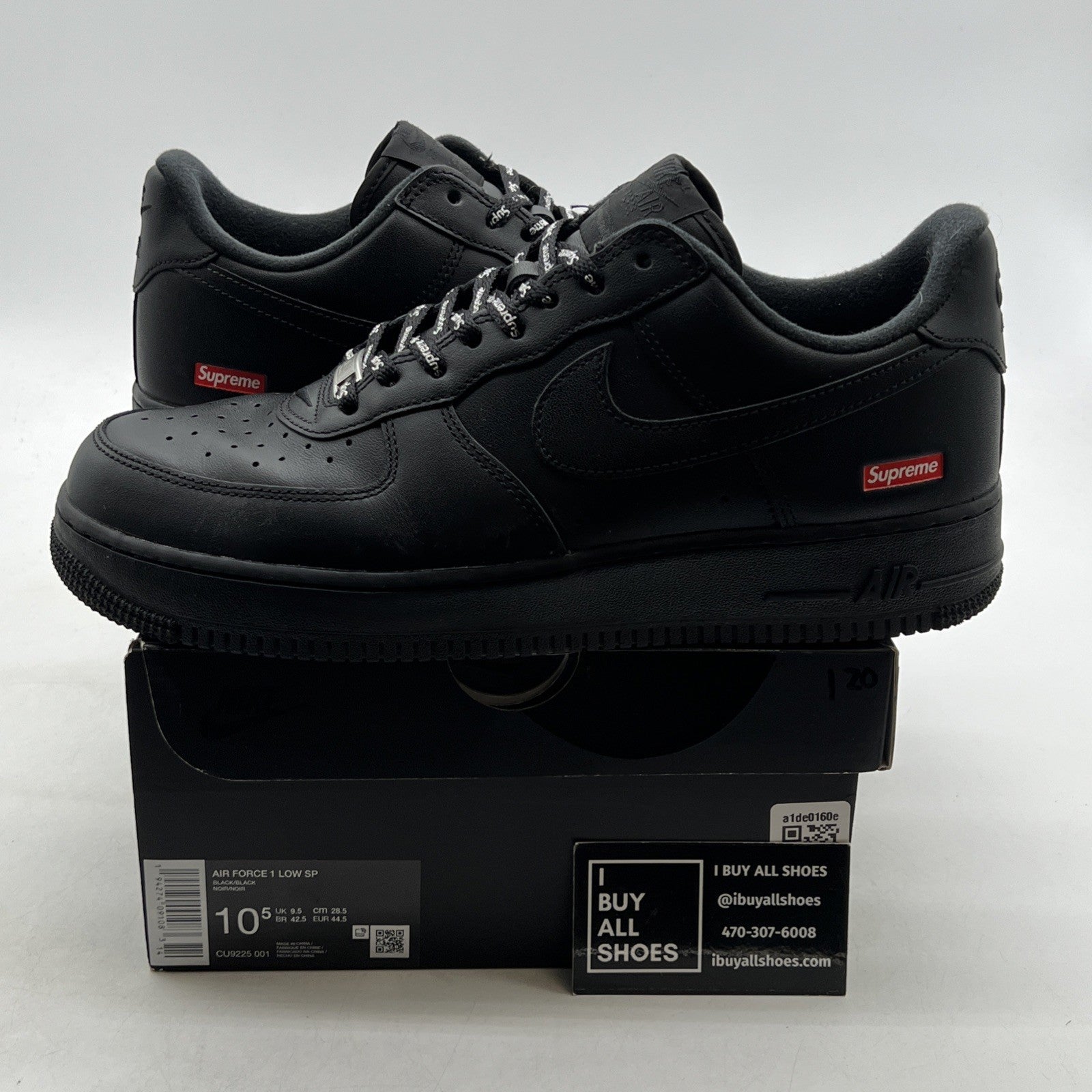 Size 10.5 - Nike Air Force 1 Low x Supreme Box Logo - Black (CU9225-001)