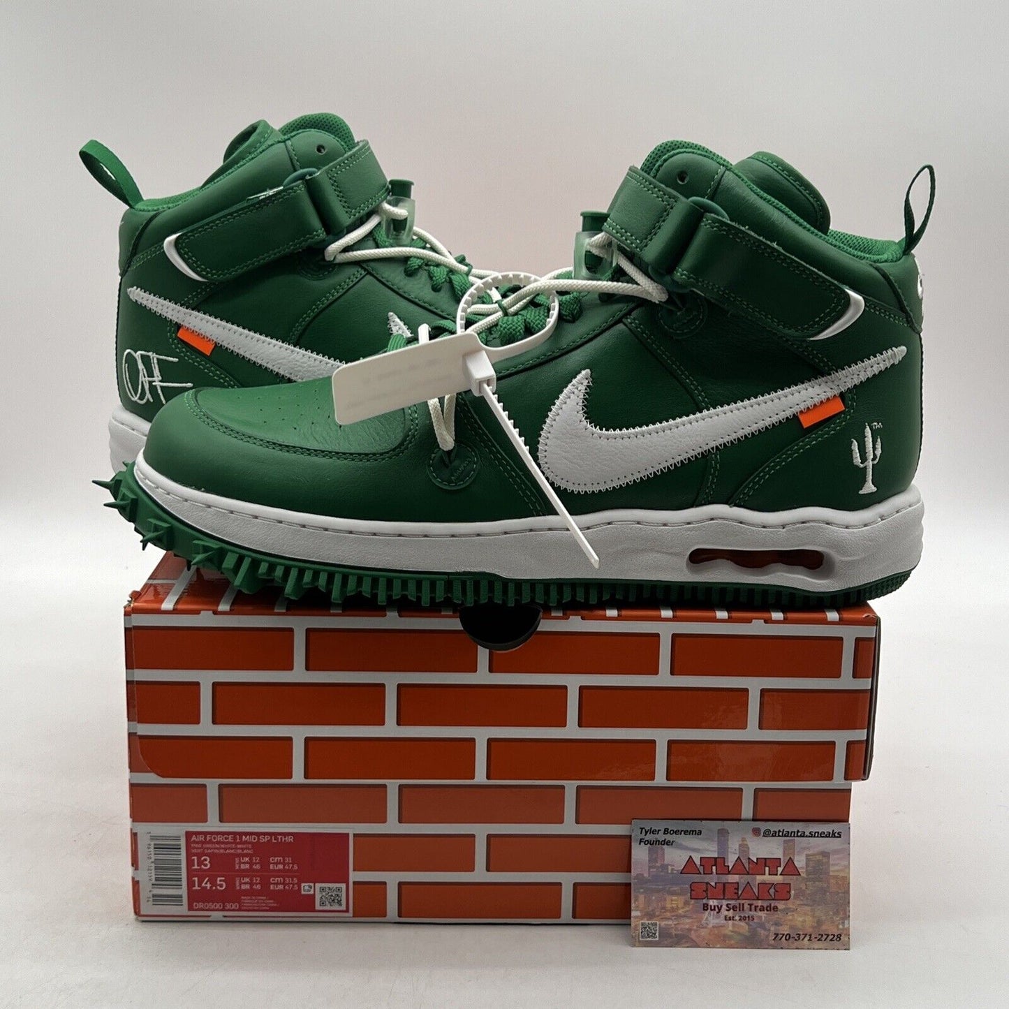 Size 13 - Nike Off-White x Air Force 1 SP Leather Mid Pine Green (DR0500-300)