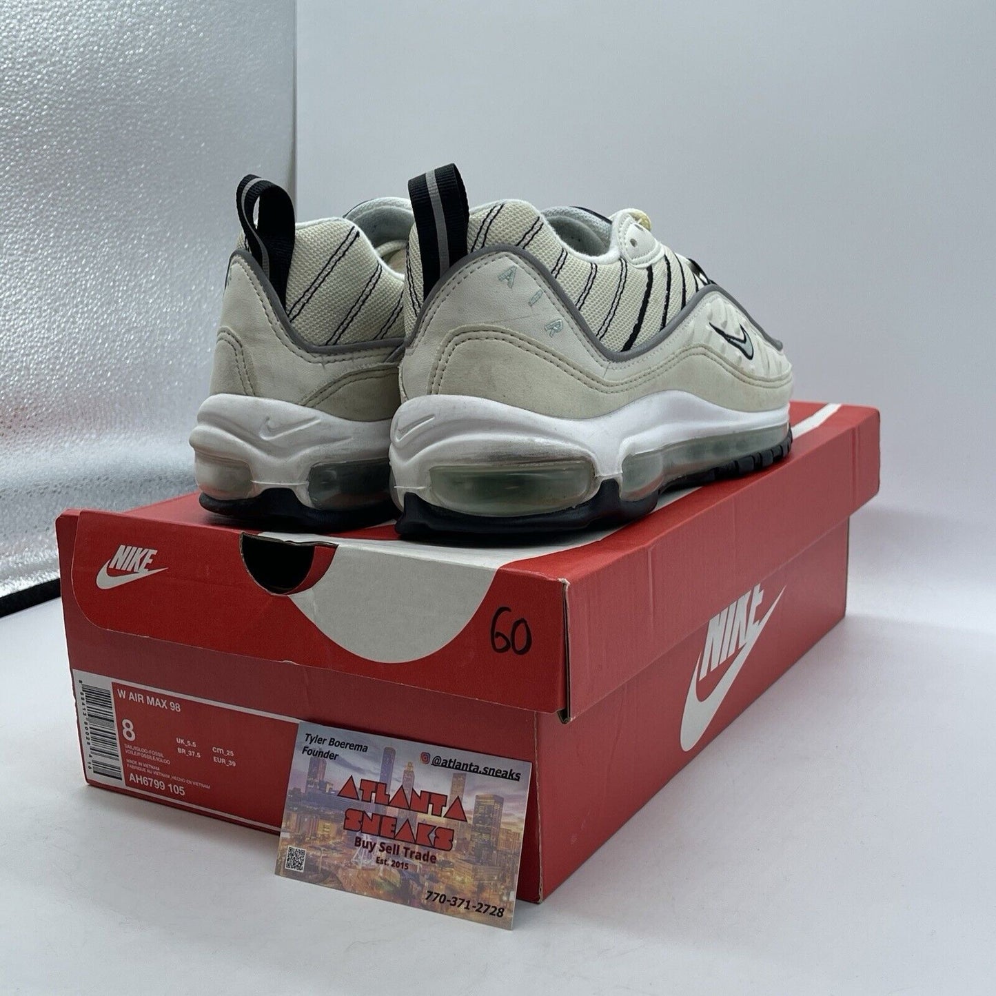 Size 8W - Nike Air Max 98 Igloo Tan White Black Suede Leather (AH6799-105)