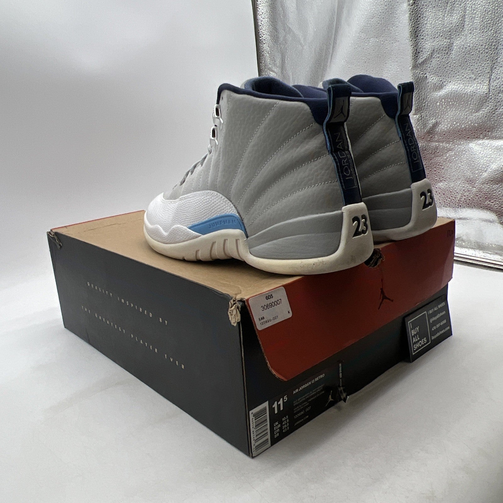 Size 11.5 - Air Jordan 12 Retro Grey University Blue (130690-007)