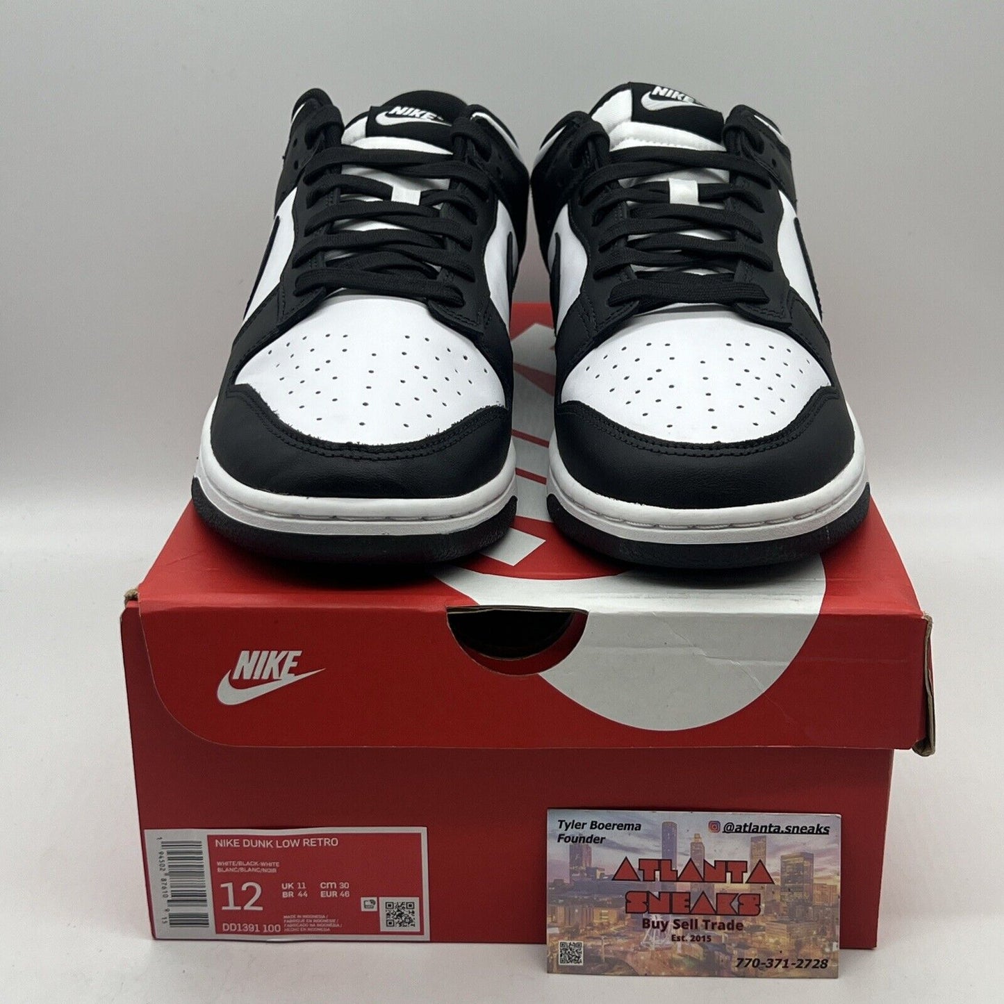 Size 12 - Nike Dunk Low Black White Brand New Og All