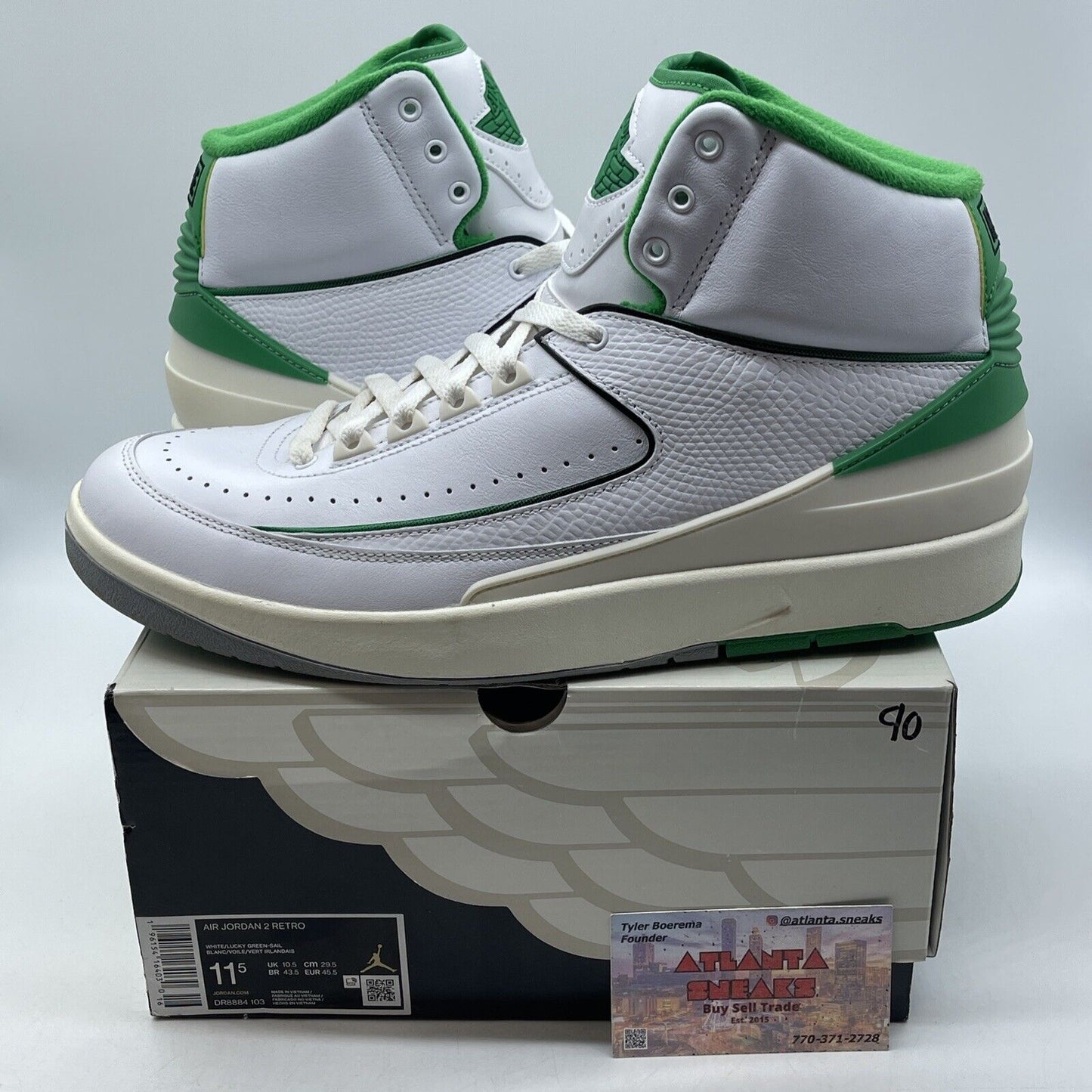 Size 11.5 - Jordan 2 Retro Lucky Green White Black Leather Suede (DR8884-103)