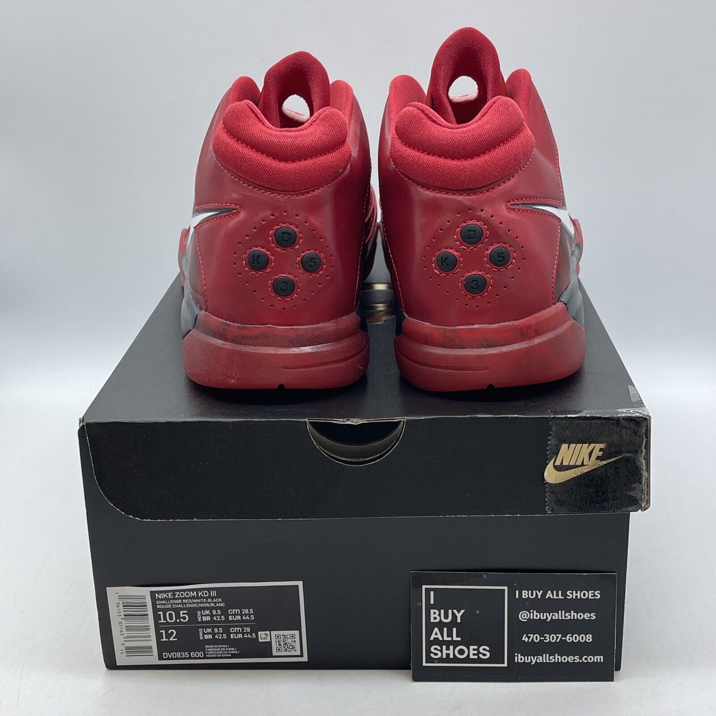 Size 10.5 - Nike KD 3 Red Black White Leather (DV0835-600)