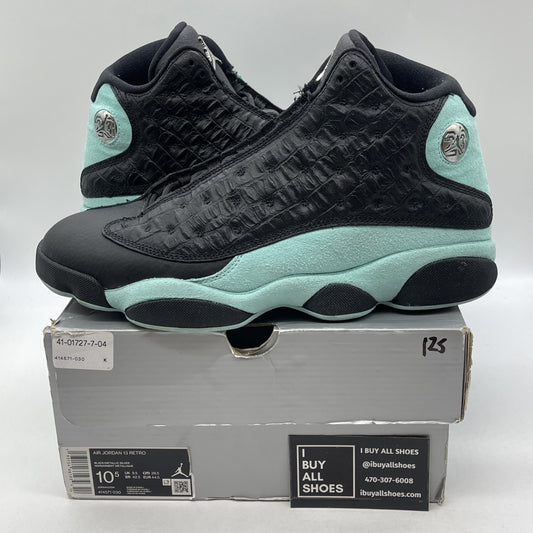 Size 10.5 - Air Jordan 13 Retro Island Green Black Suede Leather (414571-030)