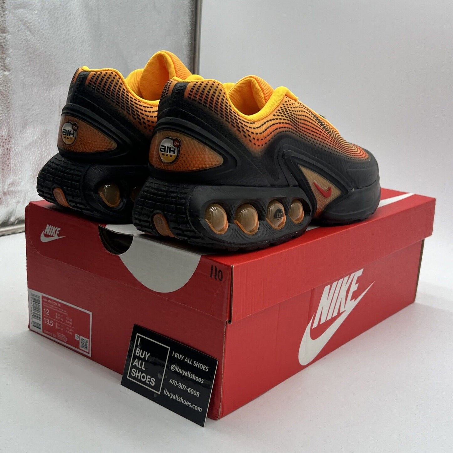 Size 12 - Nike Air Max DN SE Shoes Black Laser Orange Comet Red (HM0810-800)
