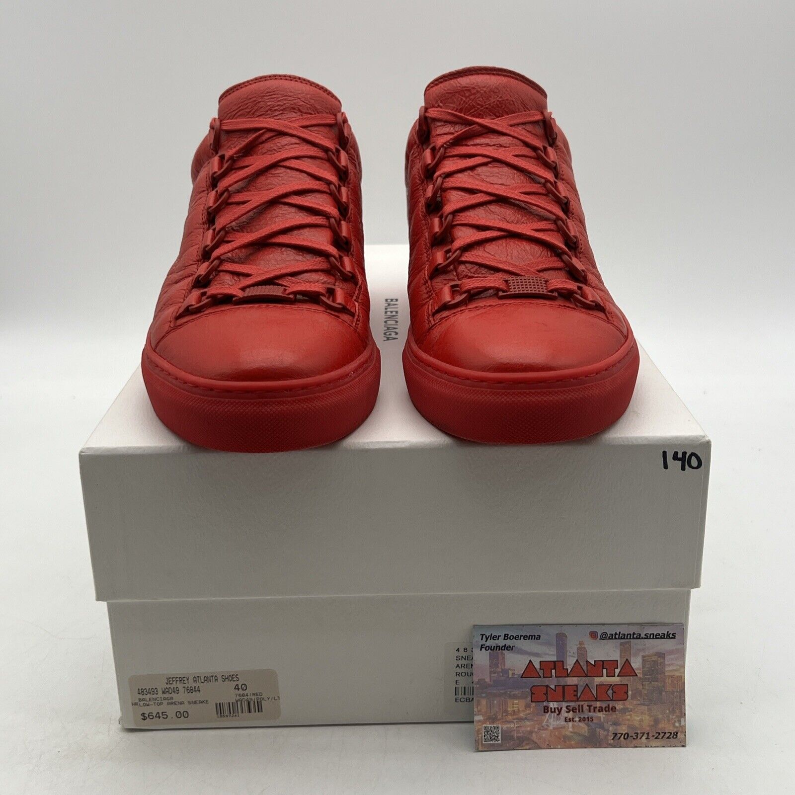 Size 7 - BALENCIAGA ARENA LOW TOP RED SNEAKERS