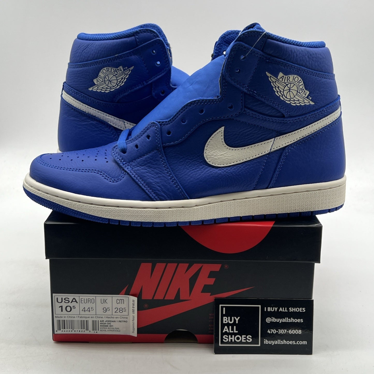 Size 10.5 - Air Jordan 1 Retro OG High Hyper Royal (555088-401)