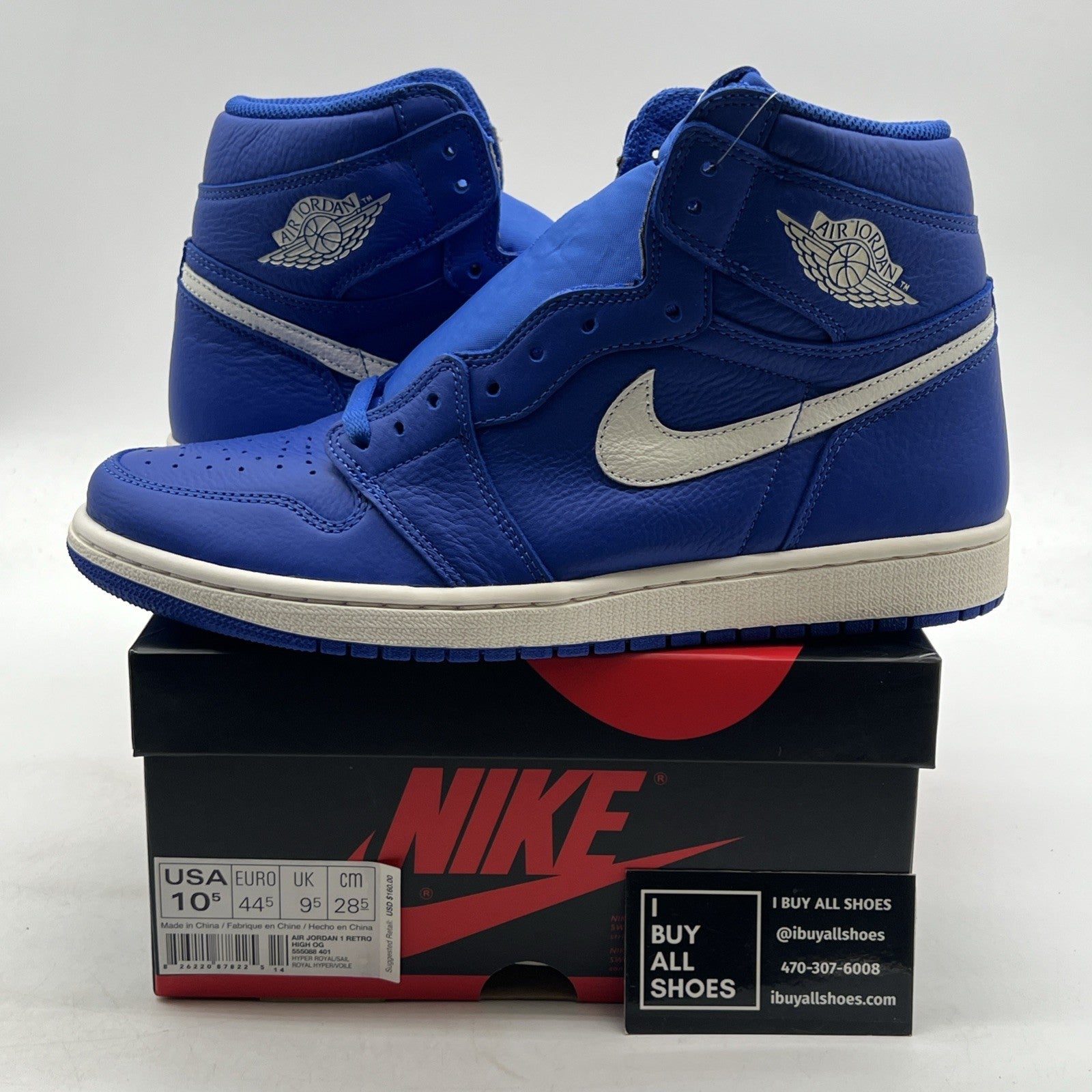 Size 10.5 - Air Jordan 1 Retro OG High Hyper Royal (555088-401)