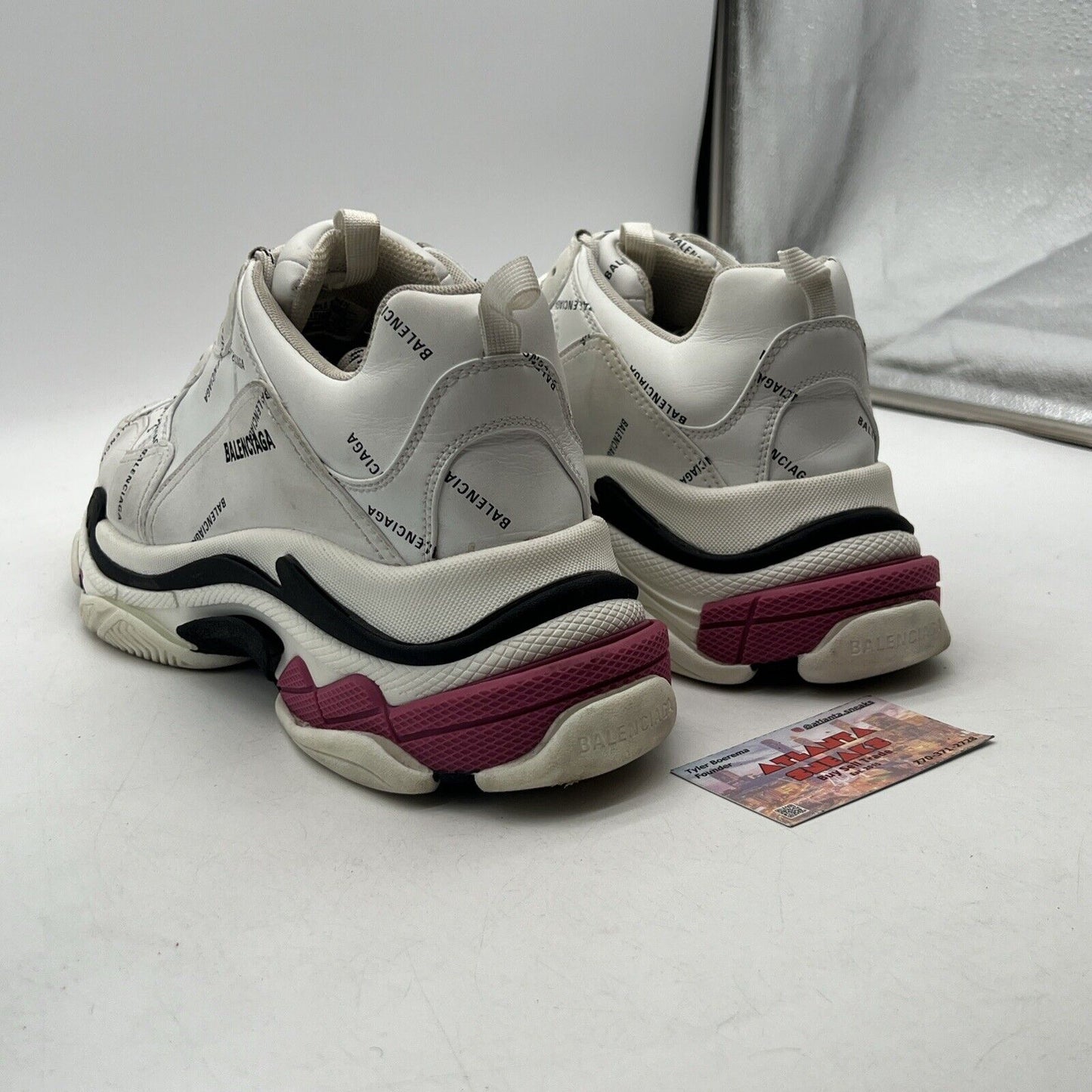 Size 12 - Balenciaga Triple S All Over Logo White Black Pink Sneakers