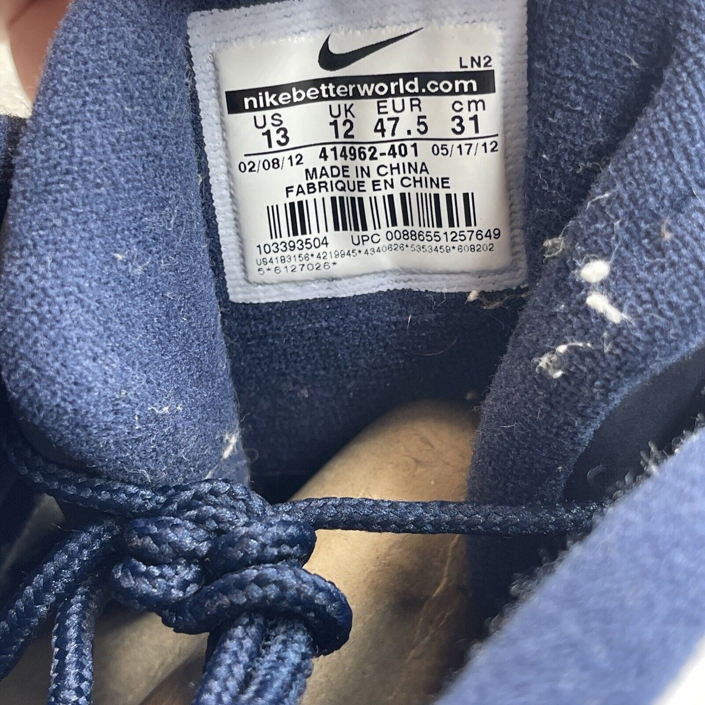 Size 13 - Nike Air More Uptempo 2012 Olympic White Blue Leather Suede 414962-401