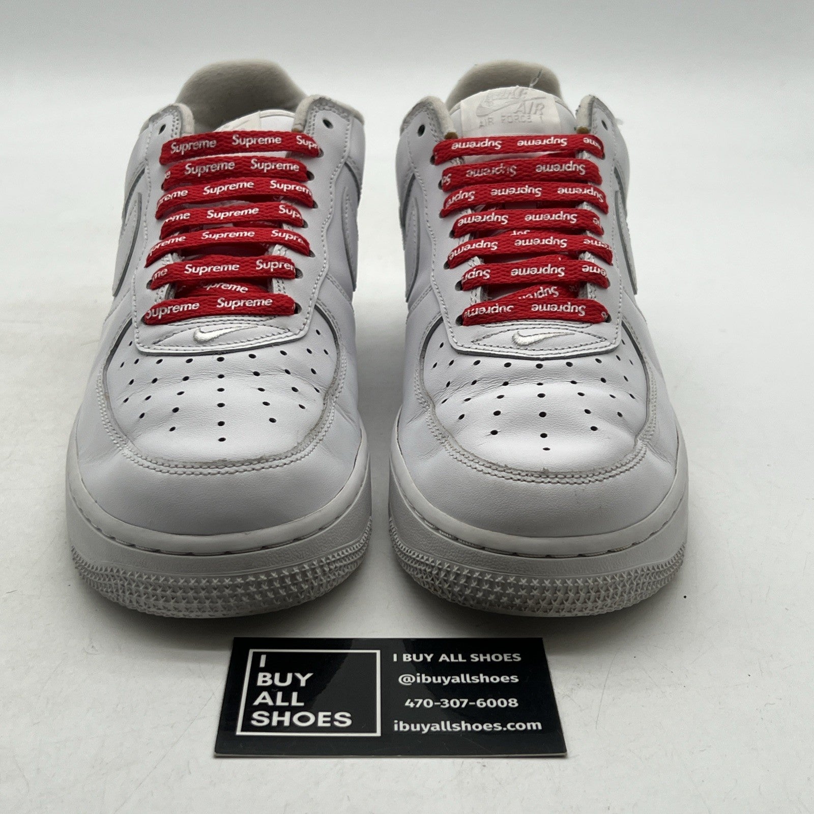 Size 8 - Nike Air Force 1 x Supreme Low Box Logo - White (CU9225-100)