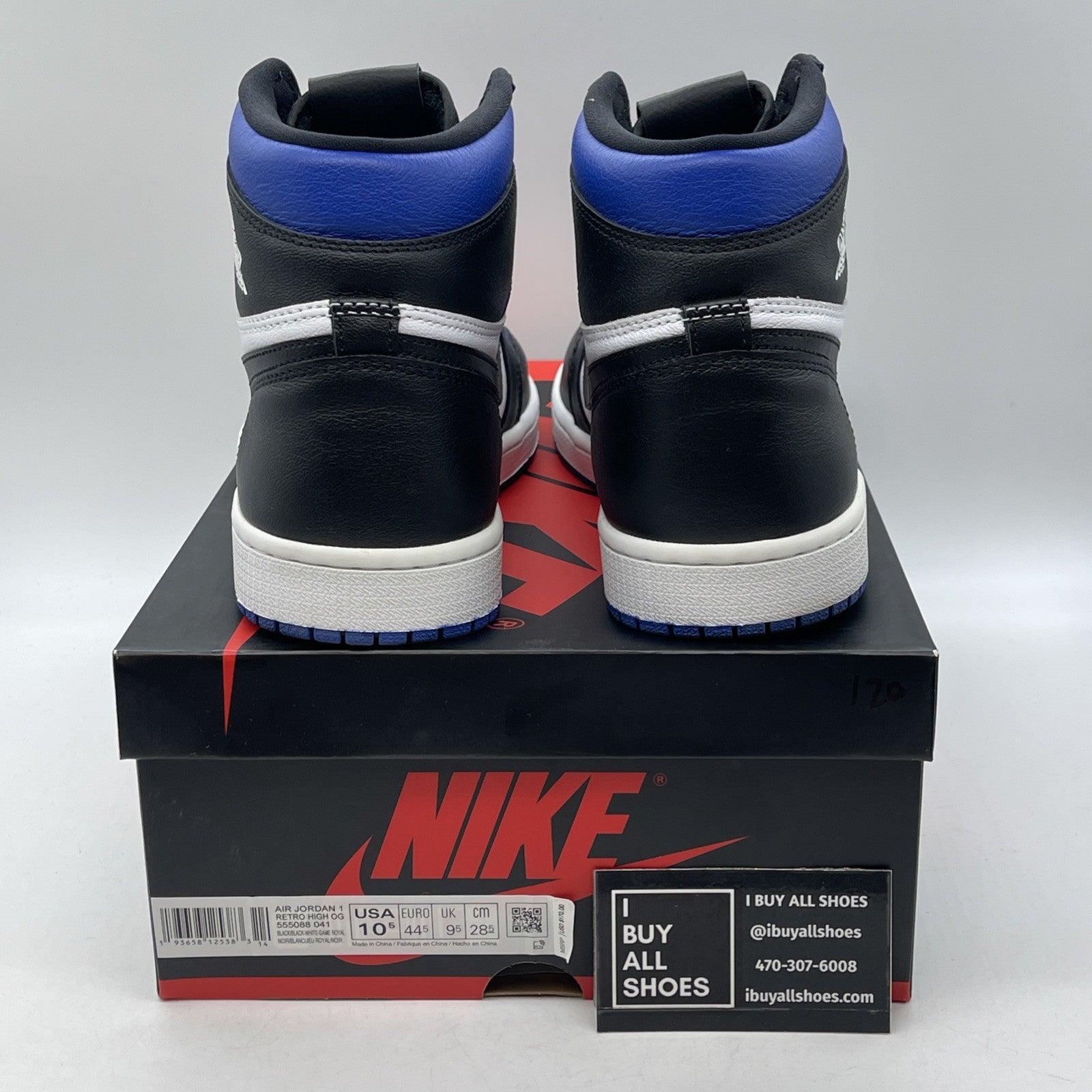 Size 10.5 - Jordan 1 Retro OG High Royal Toe Blue Leather (555088-041)